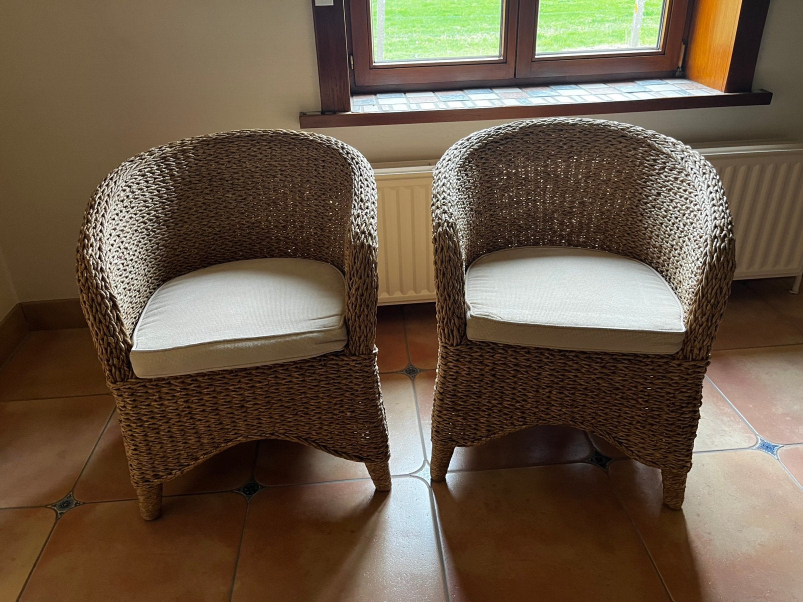 Prachtig stel rieten kuipstoelen, Ophalen, Zo goed als nieuw