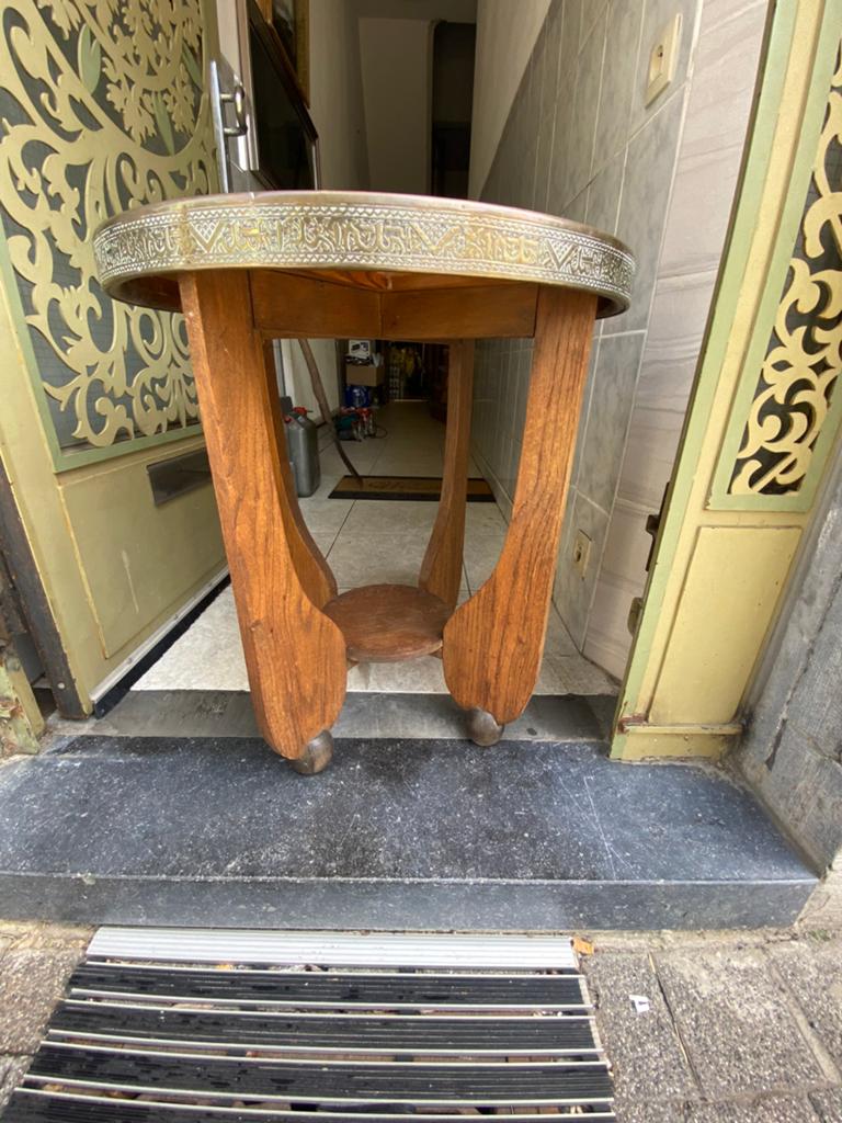 Table en bois et cuivre déco, Enlèvement, Comme neuf