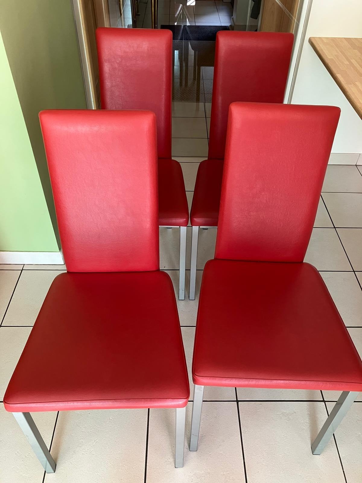Chaises cuir rouge, Maison & Meubles, Enlèvement, Rouge, Cuir