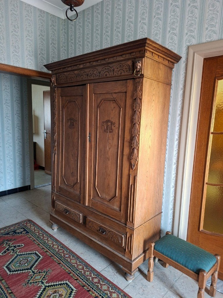 Antieke halkast massief hout, Antiek en Kunst, Ophalen