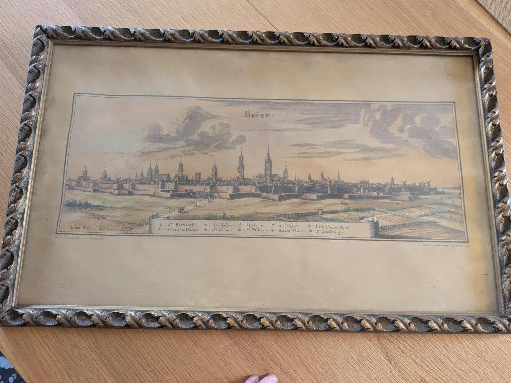 Oud gezicht op Brugge - Johann Peeters - 1638, Antiek en Kunst, Kunst | Tekeningen en Fotografie, Ophalen