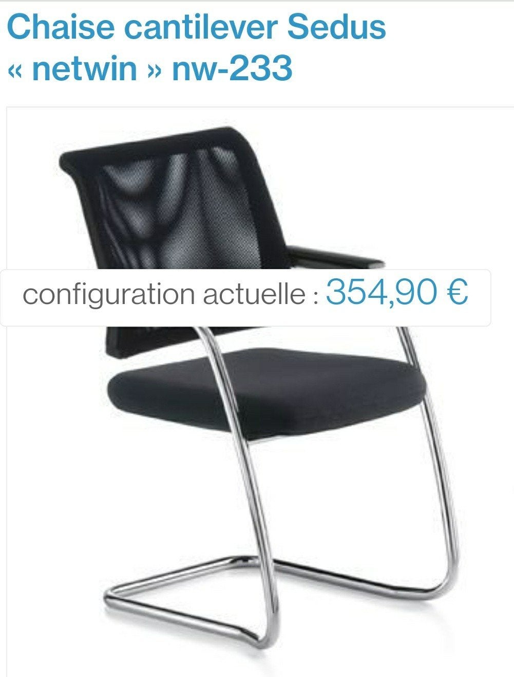 SEDUS NETWIN NW 233 CHAISE DE BUREAU,SALLE A MANGER NOIR, Enlèvement, Utilisé, Synthétique, Quatre