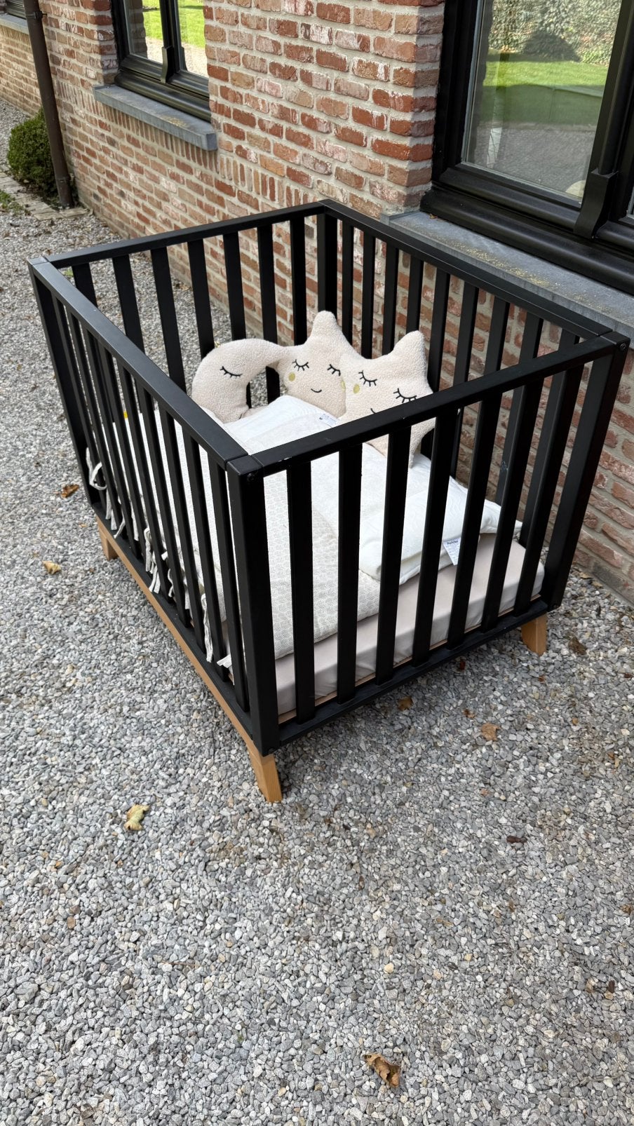 Kinderpark met bekleding en matrasje, Enfants & Bébés, Enlèvement, Comme neuf, Carré, Réglable en hauteur