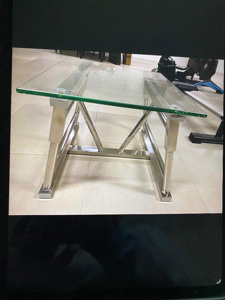 Bijzettafels in glas - 2 stuks, 55 tot 75 cm, Modern, Rechthoekig, Ophalen