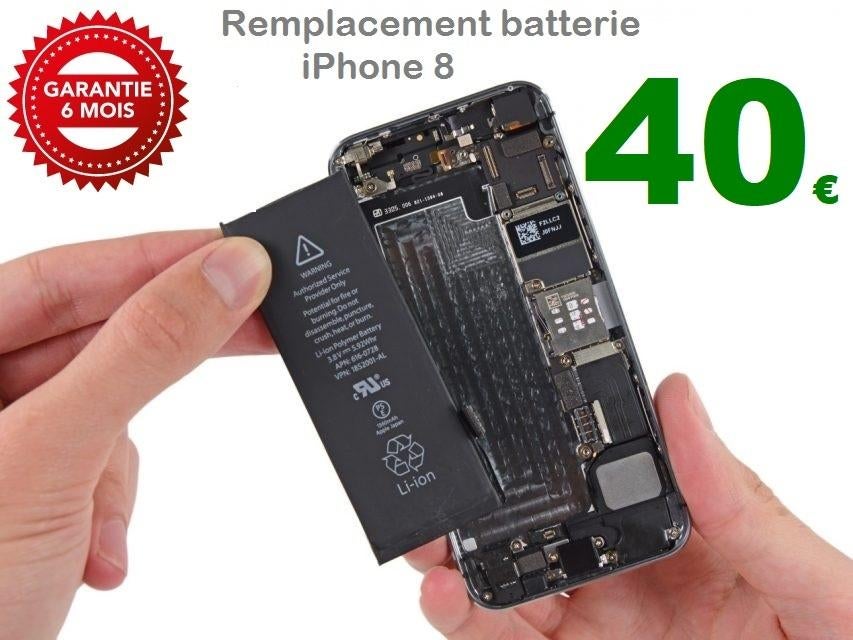 Remplacement batterie iPhone 8 à Bruxelles 40€ Garantie, Enlèvement, Apple iPhone