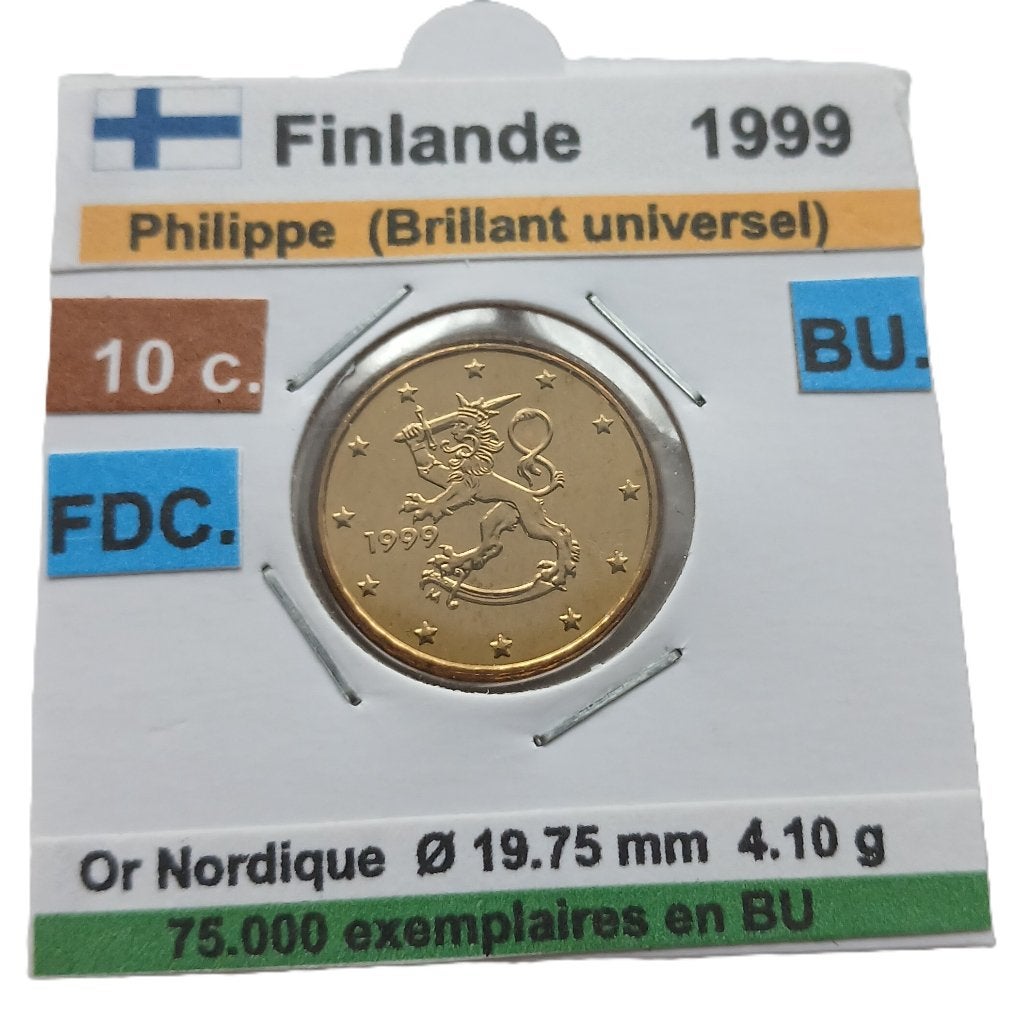 FINLANDE  pièce de 10 Eurocent  1999  FDC/ BU, Postzegels en Munten, Munten | Europa | Euromunten, Verzenden, Finland, Goud, 10 cent