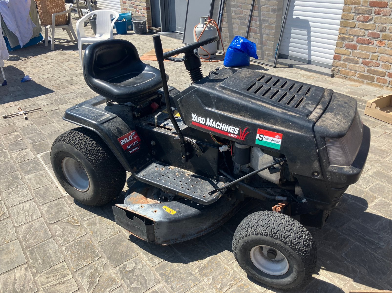 Oude zitmaaier - defect, Jardin & Terrasse, Tondeuses autoportées, Utilisé, 90 à 120 cm, Démarrage électrique, Fonction de mulching