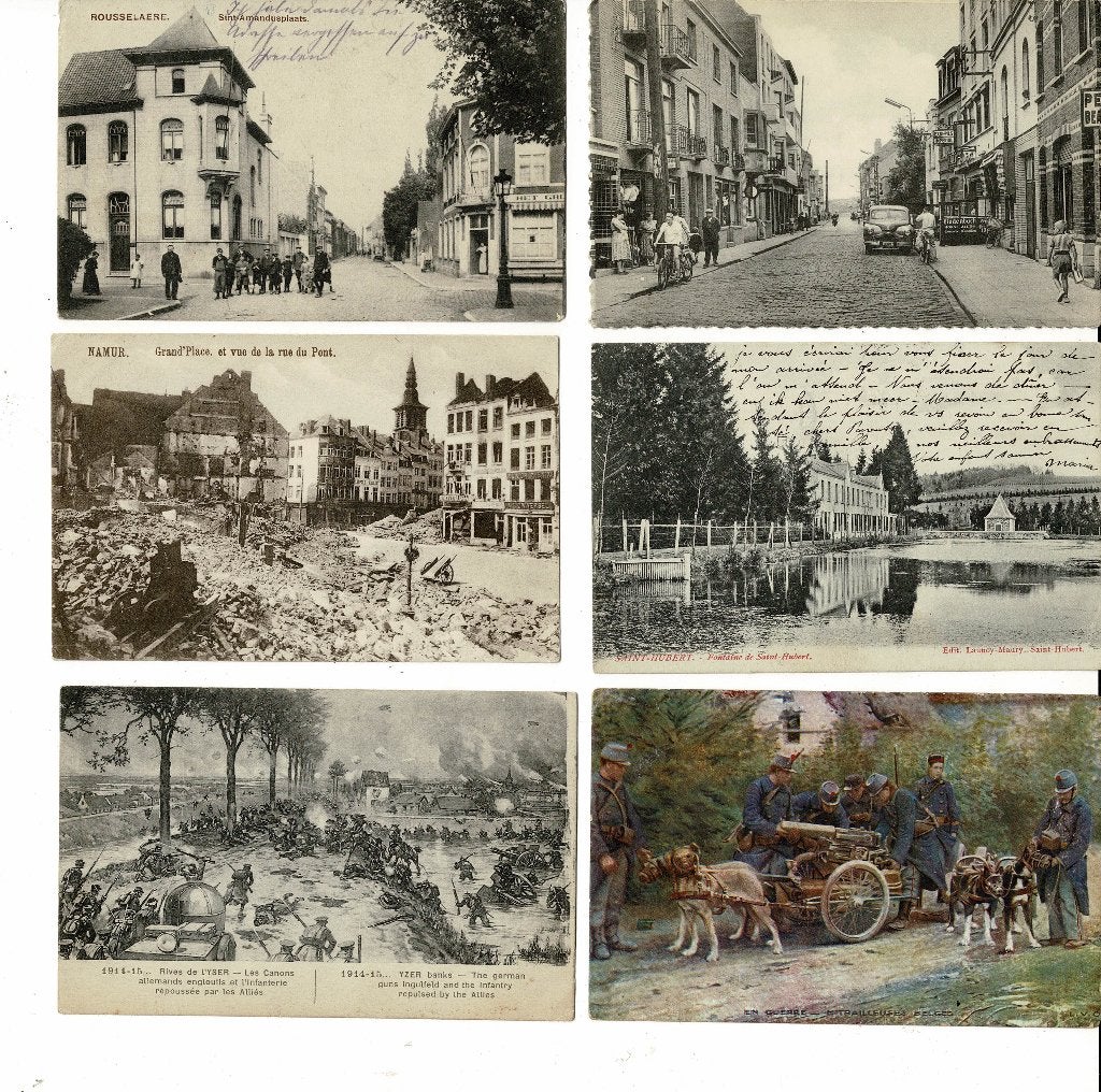 Bredene-Rousselaere-Namur-St.Hubert-En Guerre-6x cartes post, Collections, Envoi