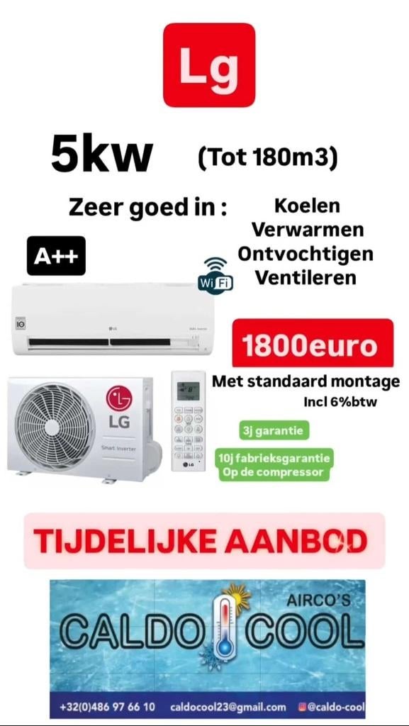 AIRCO'S MET MONTAGE KOELEN EN VERWARMEN, Neuf, Classe énergétique A ou plus économe, 100 m³ ou plus grand, 3 vitesses ou plus