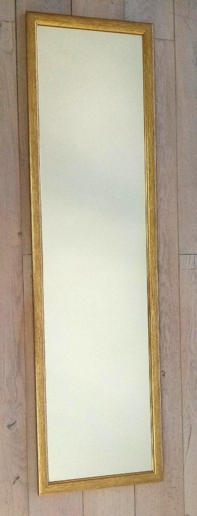 Long miroir rectangulaire cadre bois- Très Bon état, Comme neuf, Enlèvement, 100 à 150 cm, Rectangulaire