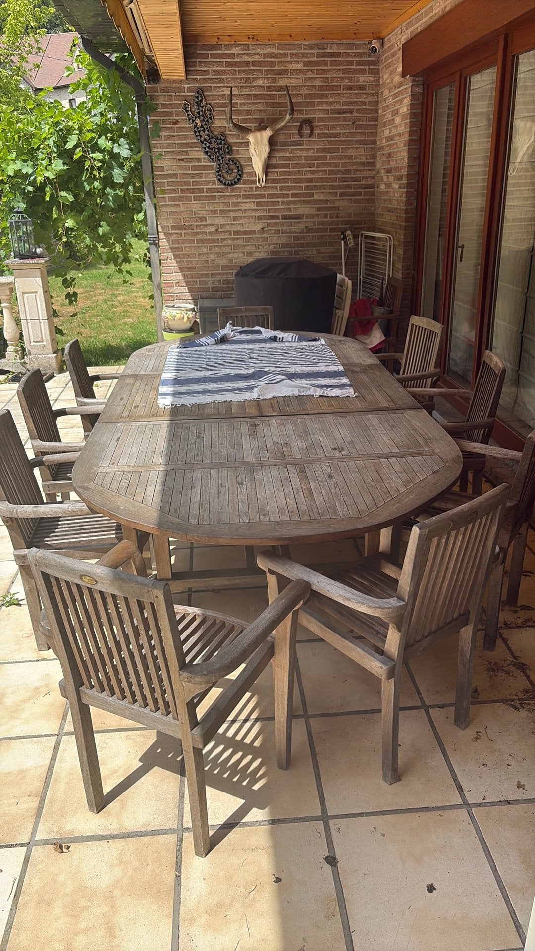Table de terrasse en teck, Table à dinner, Utilisé, Sets de jardin, Enlèvement