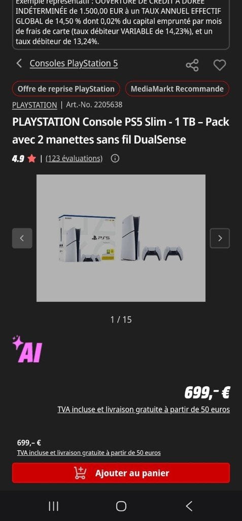 Sony PS 5 model Slim, 1TB , 2 manette DualSense neuf, Enlèvement, Neuf, Playstation 5