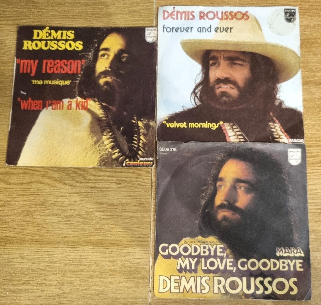 3 disques vinyles 45 t Demis Roussos; pos achat séparé, Cd's en Dvd's, Vinyl Singles, Ophalen of Verzenden