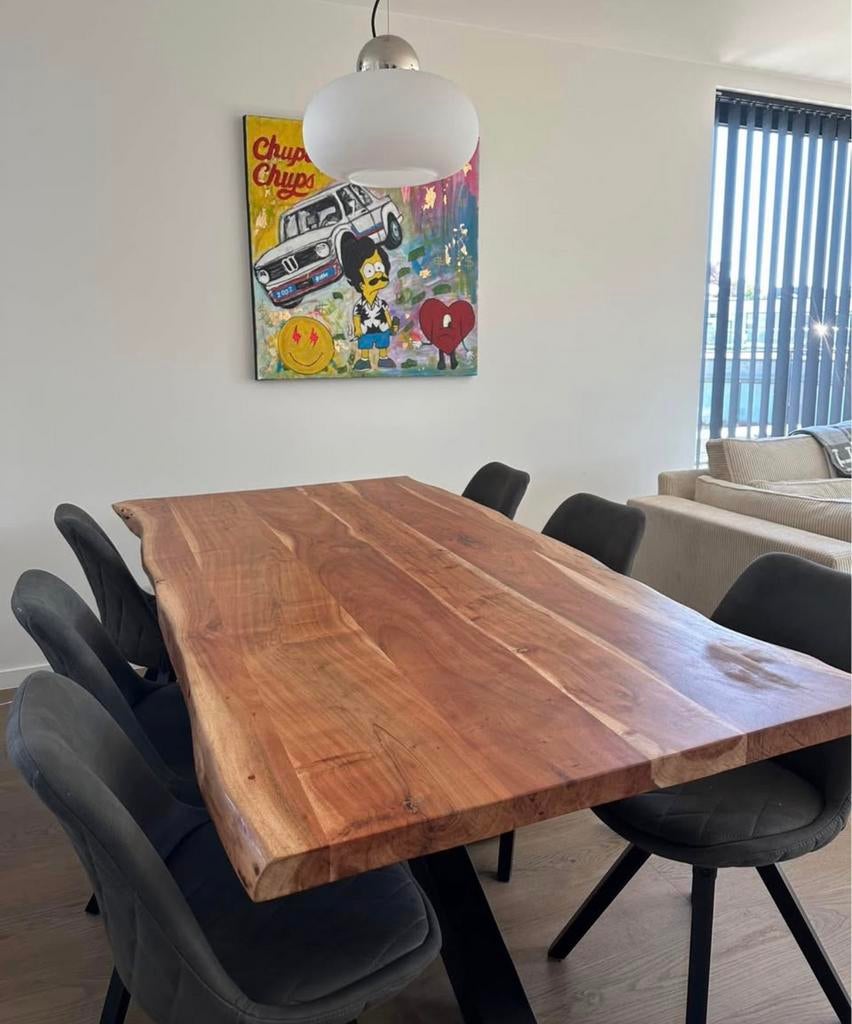 Massieve houten eettafel – robuust & stijlvol, Huis en Inrichting, Tafels | Eettafels, Ophalen, Zo goed als nieuw