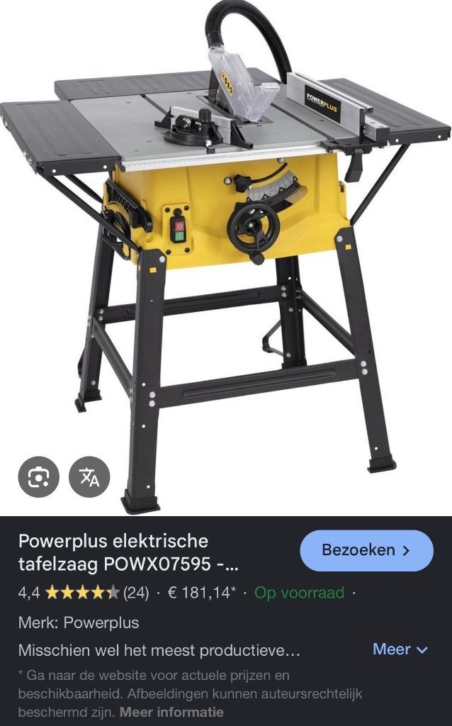 Tafelzaag powerplus, recent nieuw zaagblad., Bricolage & Construction, Outillage | Scies mécaniques, 30 à 70 mm, Enlèvement, Utilisé