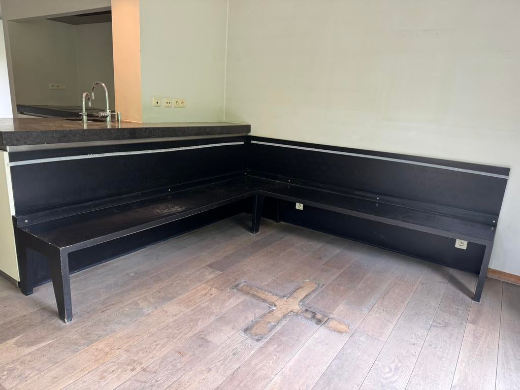 Zwarte hoek zitbank, Huis en Inrichting, Ophalen, Gebruikt, Zwart, Hout