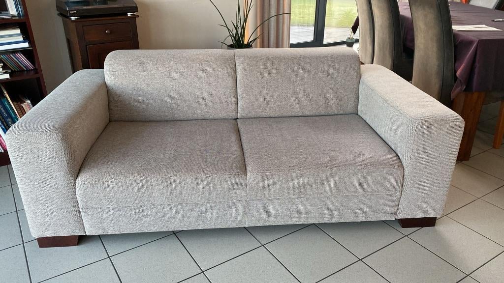Tweezit zetel in stof – neutrale kleur, Huis en Inrichting, Ophalen, Gebruikt, 150 tot 200 cm, Tweepersoons