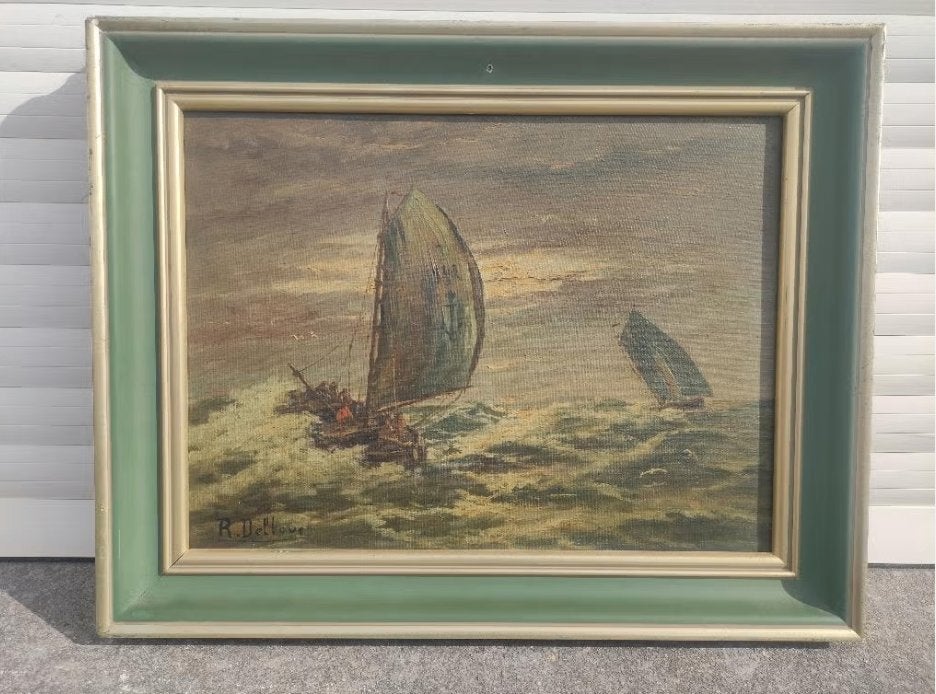 huile sur toile marine signe raoul delbove, Enlèvement ou Envoi, Toile
