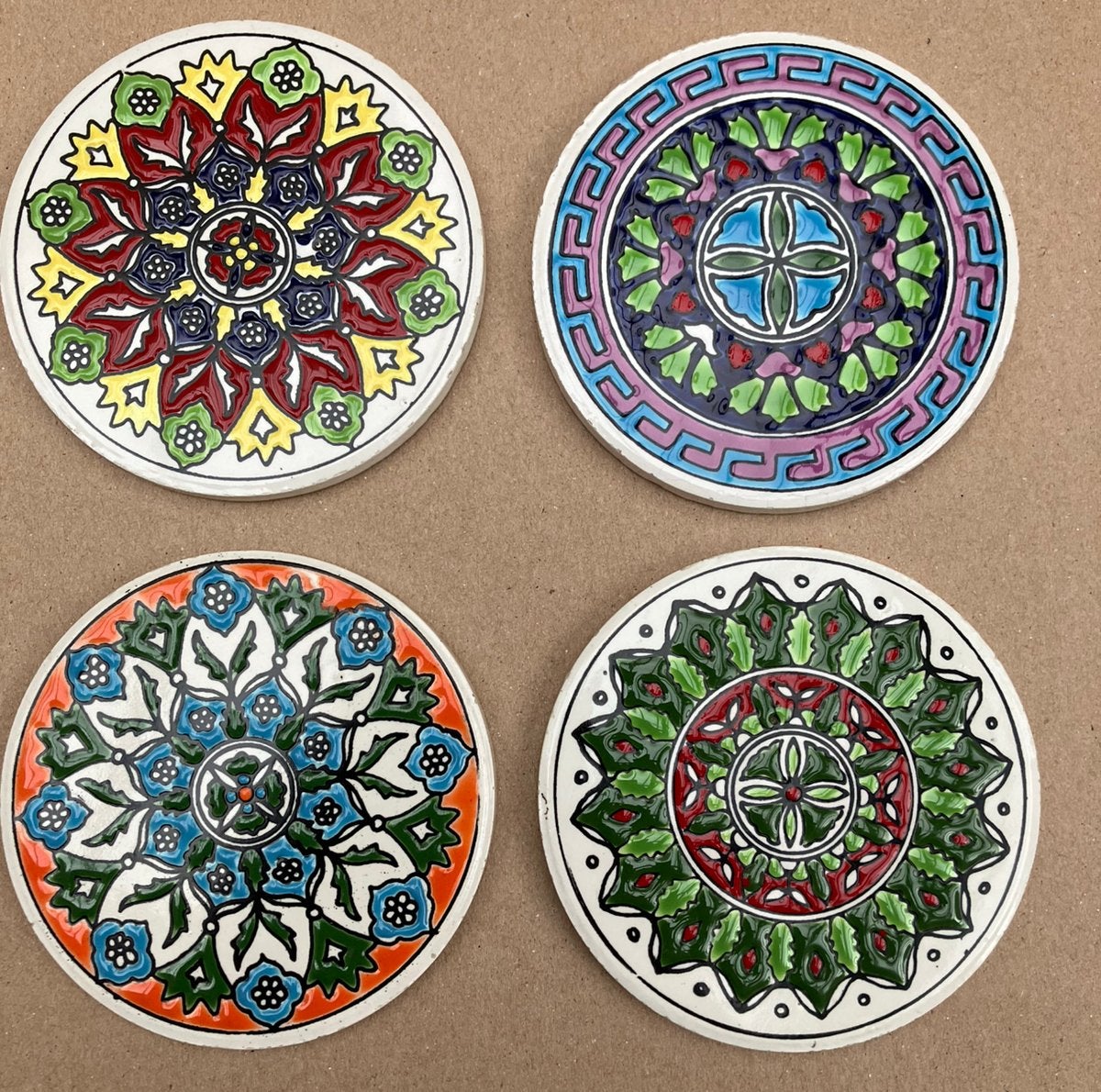 Sous-verres en céramique, Enlèvement, Comme neuf, Vert, Fait à la main