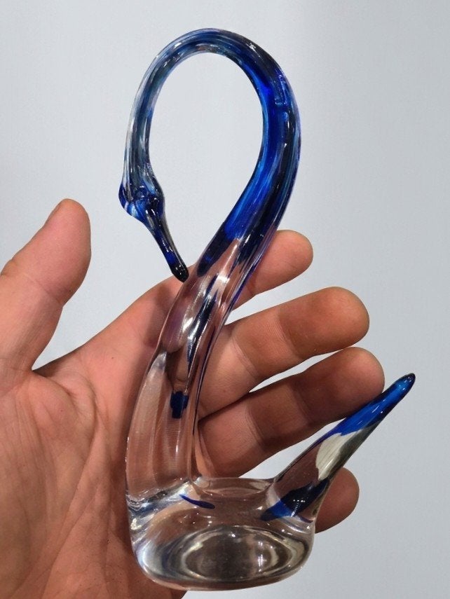 Jolie cygne en verre soufflé bleu transparent, Collections, Swarovski, Enlèvement ou Envoi