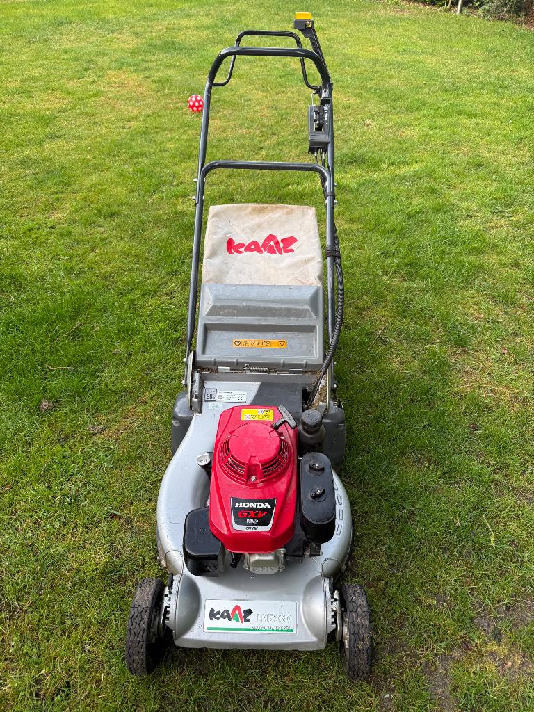 Kaaz LM5360 grasmaaier met rol (Honda motor), Tuin en Terras, Grasmaaiers, Ophalen, Cirkelmaaier, Zo goed als nieuw, Benzine-grasmaaier