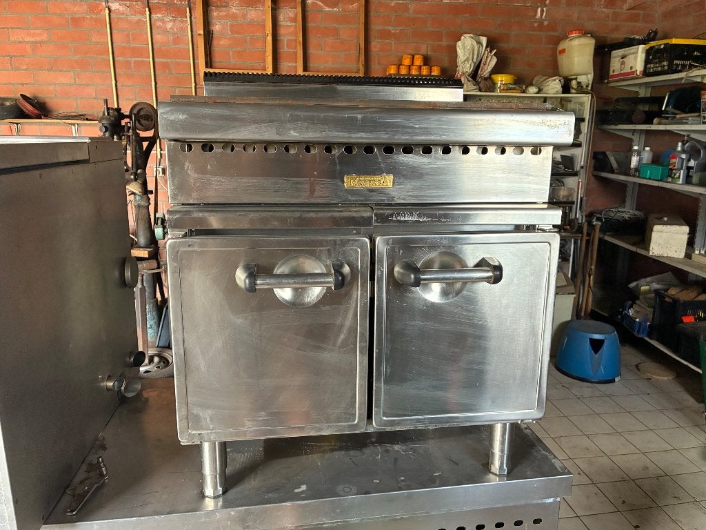 Gasfornuis met Bakplaat en dubbele oven, Ophalen, Gebruikt, Warmhoudplaat, 60 cm of meer
