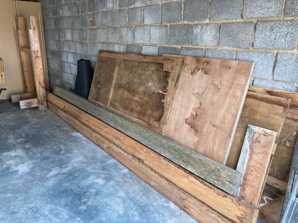 Hout en platen en Antislip mat, Doe-het-zelf en Bouw, Ophalen, Gebruikt, Grenen, Overige typen