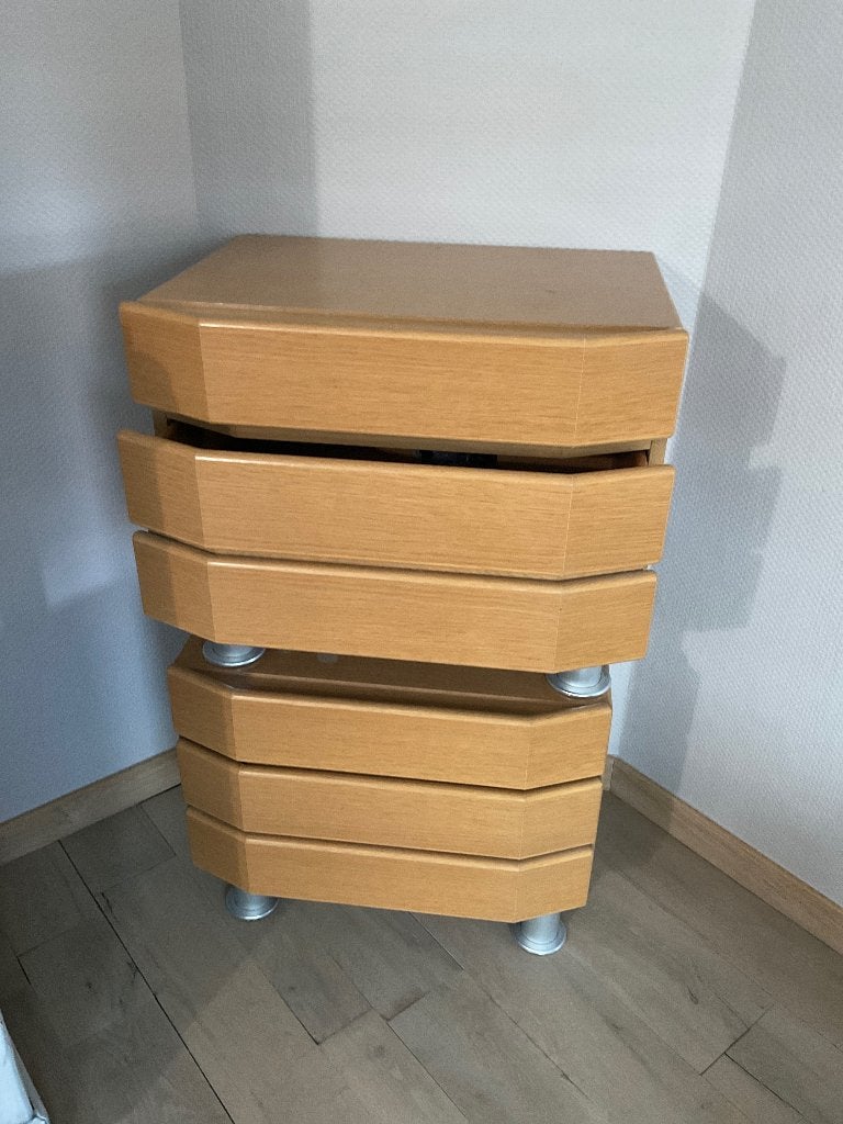 Spiegel en 2 nachtkastjes, Ophalen, Overige materialen, Gebruikt, 55 tot 70 cm