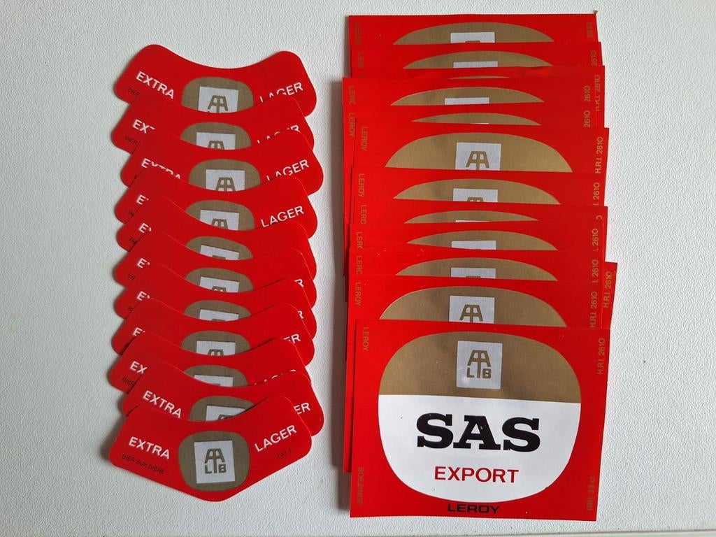25x bieretiketten brouwerij Leroy Boezinge Sas export, Enlèvement ou Envoi