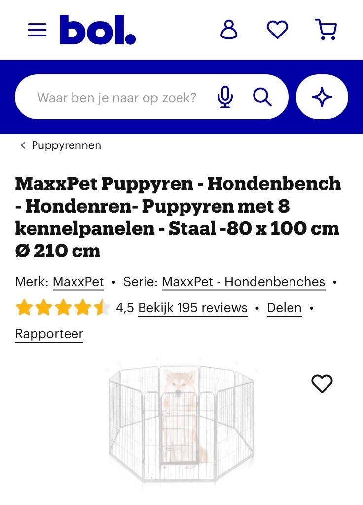 Hondenren, Dieren en Toebehoren, Ophalen, 110 cm of meer, 100 cm of meer, Hondenhok