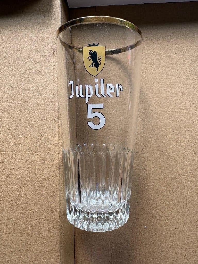 Jupiler 5 - côtelé (1 verre), Collections, Enlèvement ou Envoi, Utilisé, Verre ou Verres, Jupiler