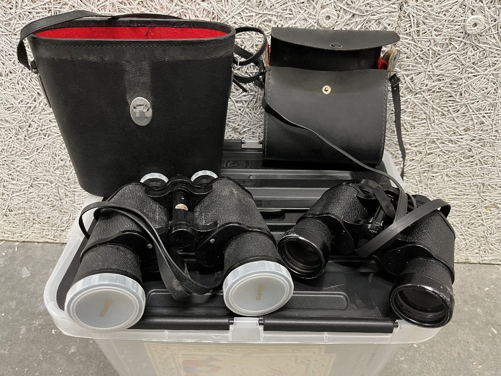 Lot vintage verrekijkers met draagtas, TV, Hi-fi & Vidéo, Matériel d'optique| Jumelles, Utilisé, Enlèvement
