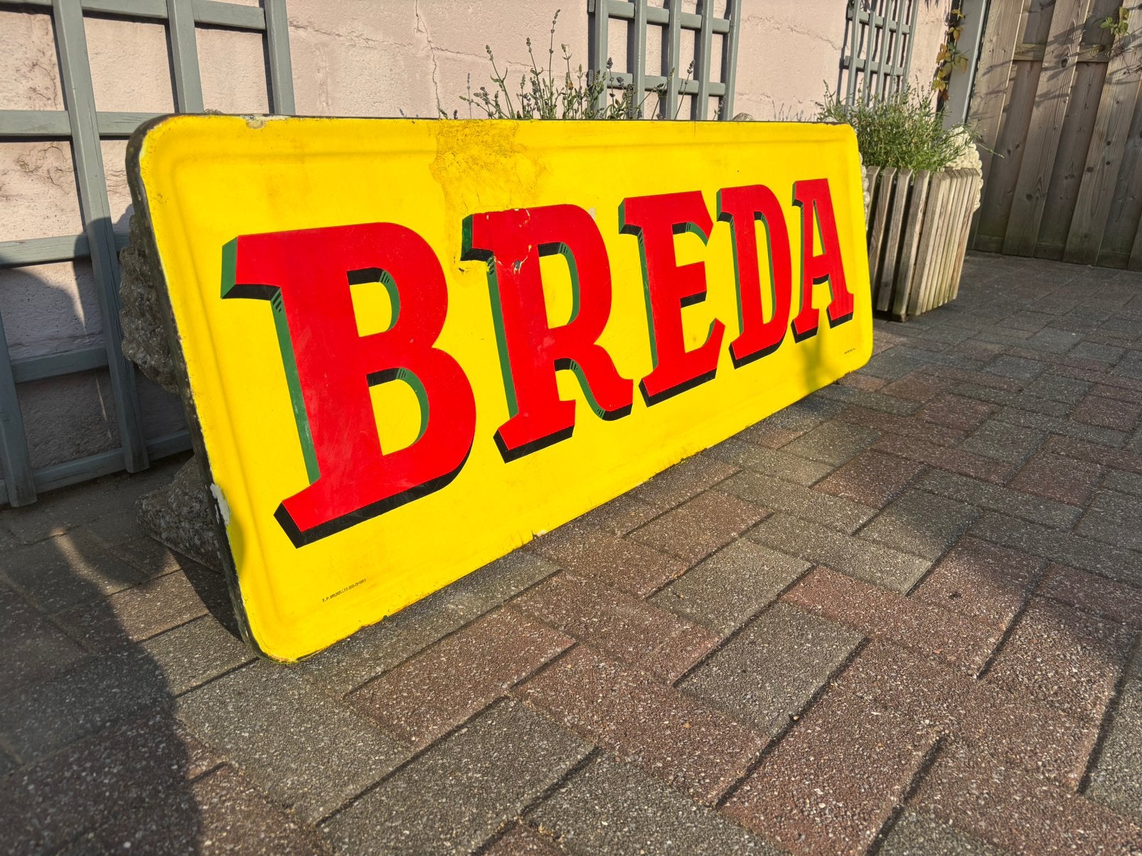 Breda Leuven Emaille reclamebord, Ophalen of Verzenden, Reclamebord