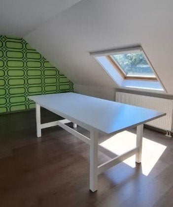 Mooie witte uitschuifbare eettafel 6-8 personen, Huis en Inrichting, Ophalen, 200 cm of meer, 50 tot 100 cm, Zo goed als nieuw