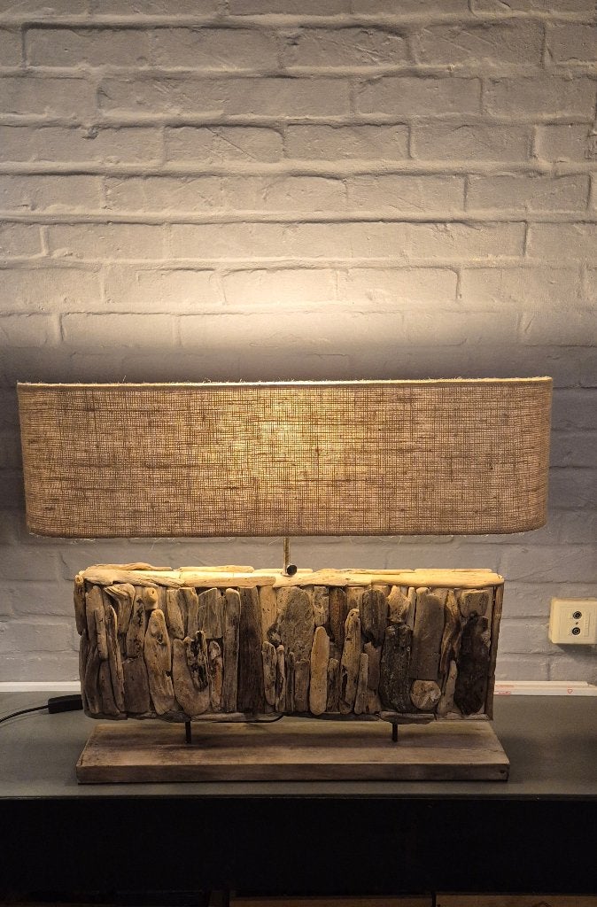 Lampe bois flotté, Maison & Meubles, Enlèvement, Comme neuf, Bois