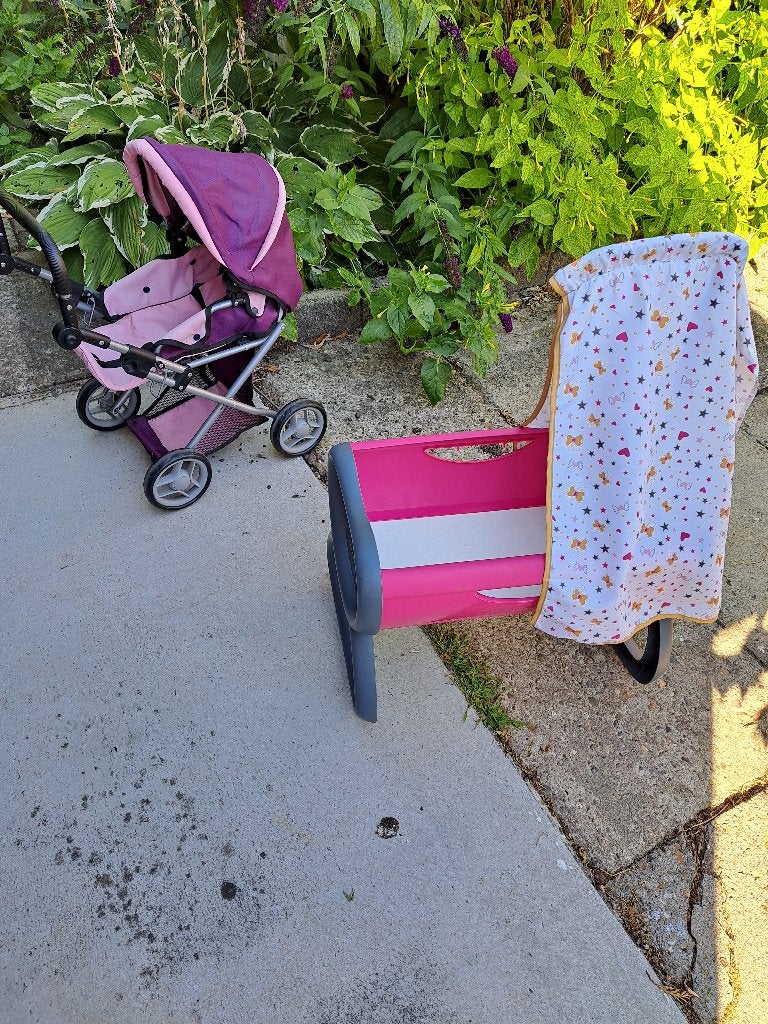 Poppen buggy en wiegje, Kinderen en Baby's, Speelgoed | Poppen, Ophalen, Gebruikt, Babypop