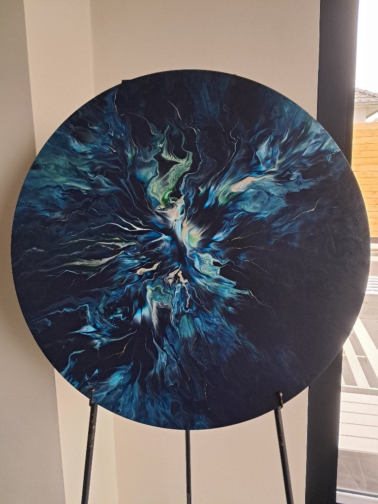 Abstract Modern Acryl canvas 70cm diameter, Antiek en Kunst, Kunst | Schilderijen | Modern, Ophalen, Gesigneerd, Acrylverf, Abstract