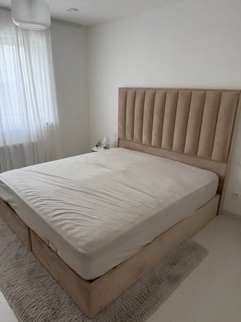 Lit coffre 180x200 cm, Beige, Comme neuf, Enlèvement, 180 cm