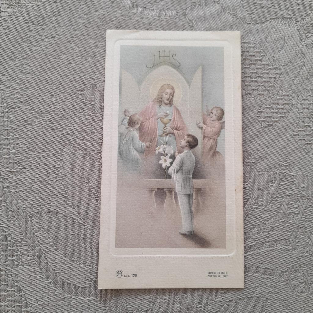 Communieprentje  Oudegem  1953., Ophalen of Verzenden, Kaart of Prent