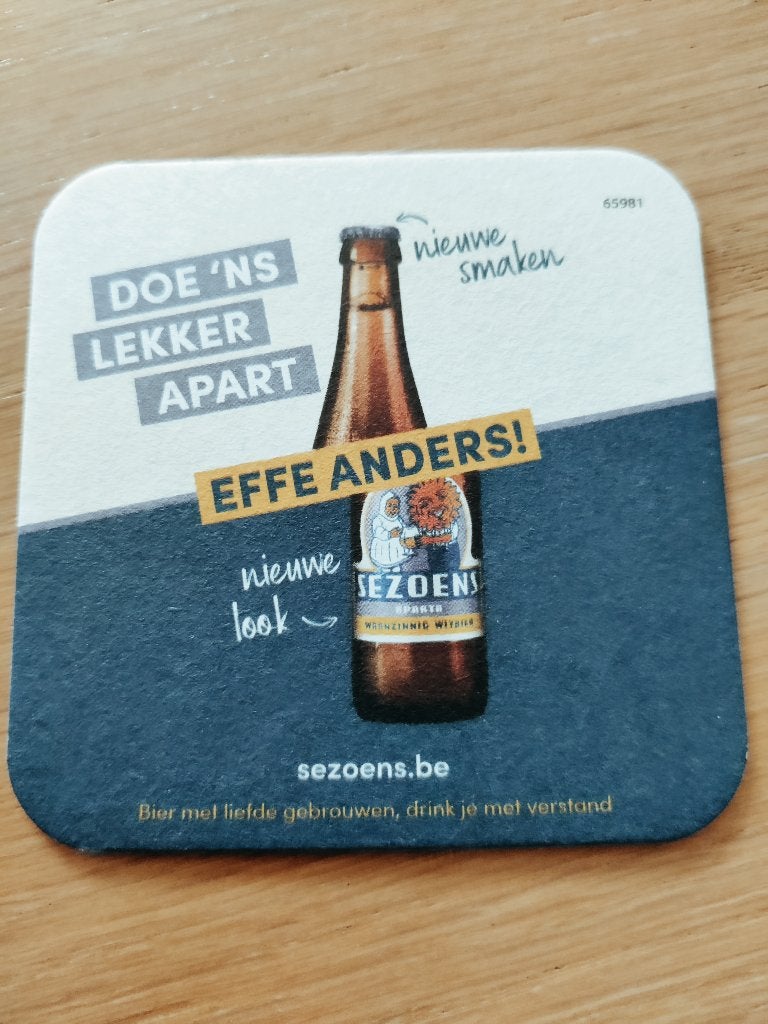 Bierviltje Sezoens (brouwerij Martens) R/V, Verzamelen, Biermerken, Ophalen of Verzenden, Zo goed als nieuw, Viltje(s), Overige merken