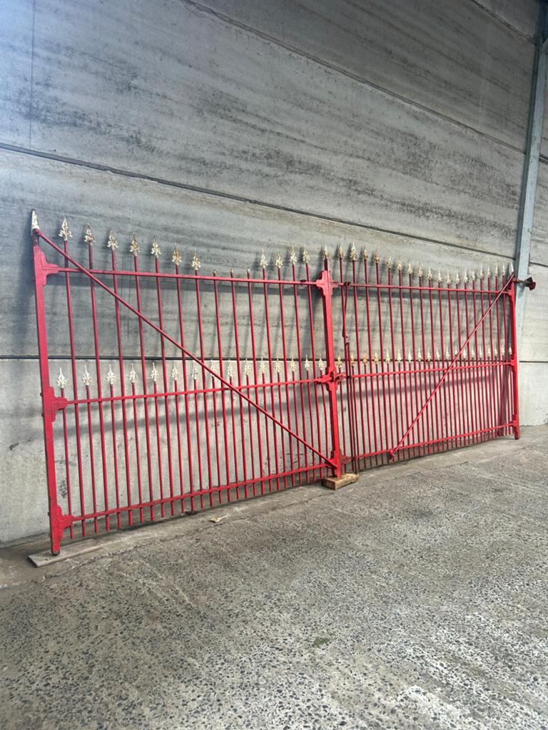 Uniek GROOT ZWAAR dubbel hekken poort vol ijzeren 5m25, Ophalen, Gebruikt, IJzer, Tuinhek