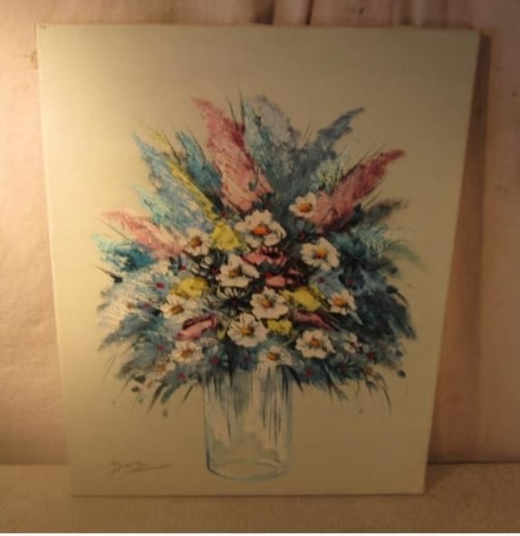 Mooi Geschilderd Werk 'Kleurrijke Bloemen' - Diana, Bloemen, Origineel werk, Doek, Ophalen of Verzenden