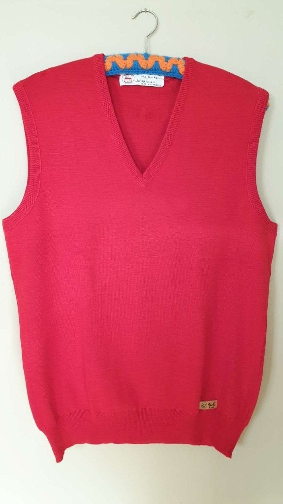 Vintage trui heren, debardeur, tank top, V hals, rod Medium, Kleding | Heren, Truien en Vesten, Ophalen, Rood