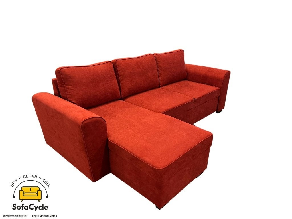 Siège d'angle en tissu rouge avec fonction couchage, Maison & Meubles, Neuf, Enlèvement ou Envoi, SofaCycle VOF, Info@sofacycle.be
