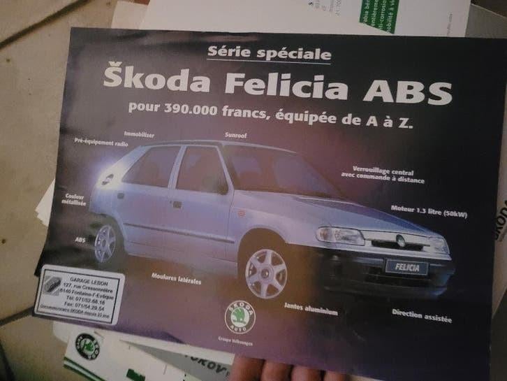Brochure Škoda Felicia ABS - Fontaine-l'Évêque (Concession), Enlèvement, Comme neuf