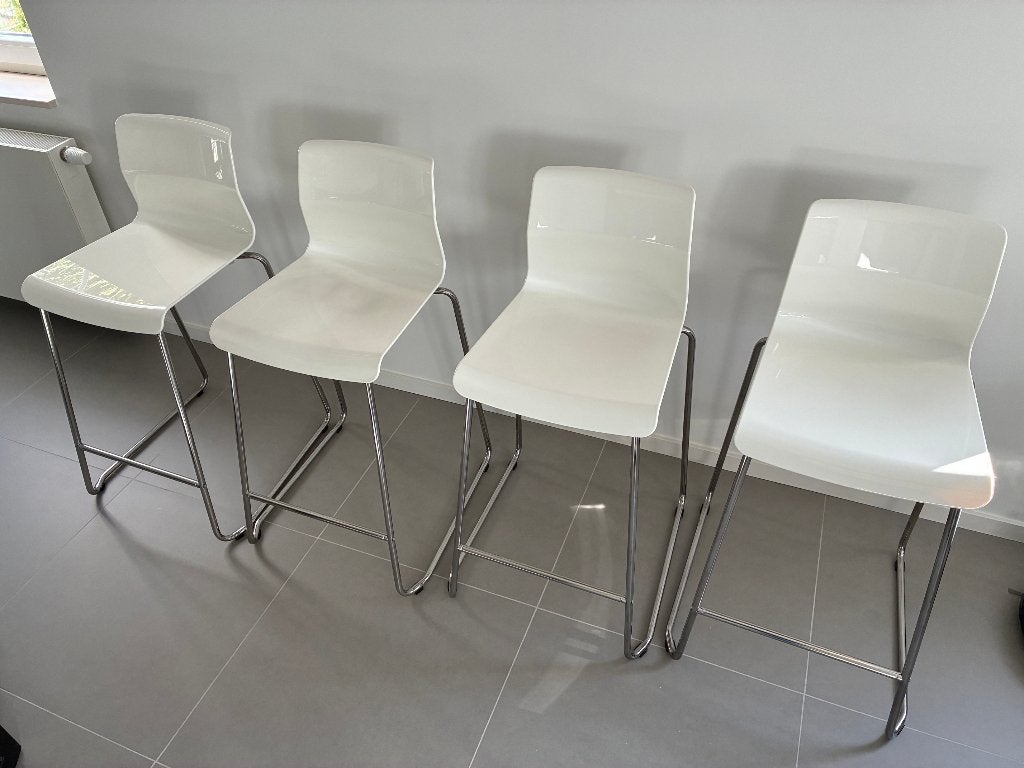 4 barkrukken / keukenstoelen, Huis en Inrichting, Ophalen, Kunststof, Met voetsteun, 60 tot 90 cm