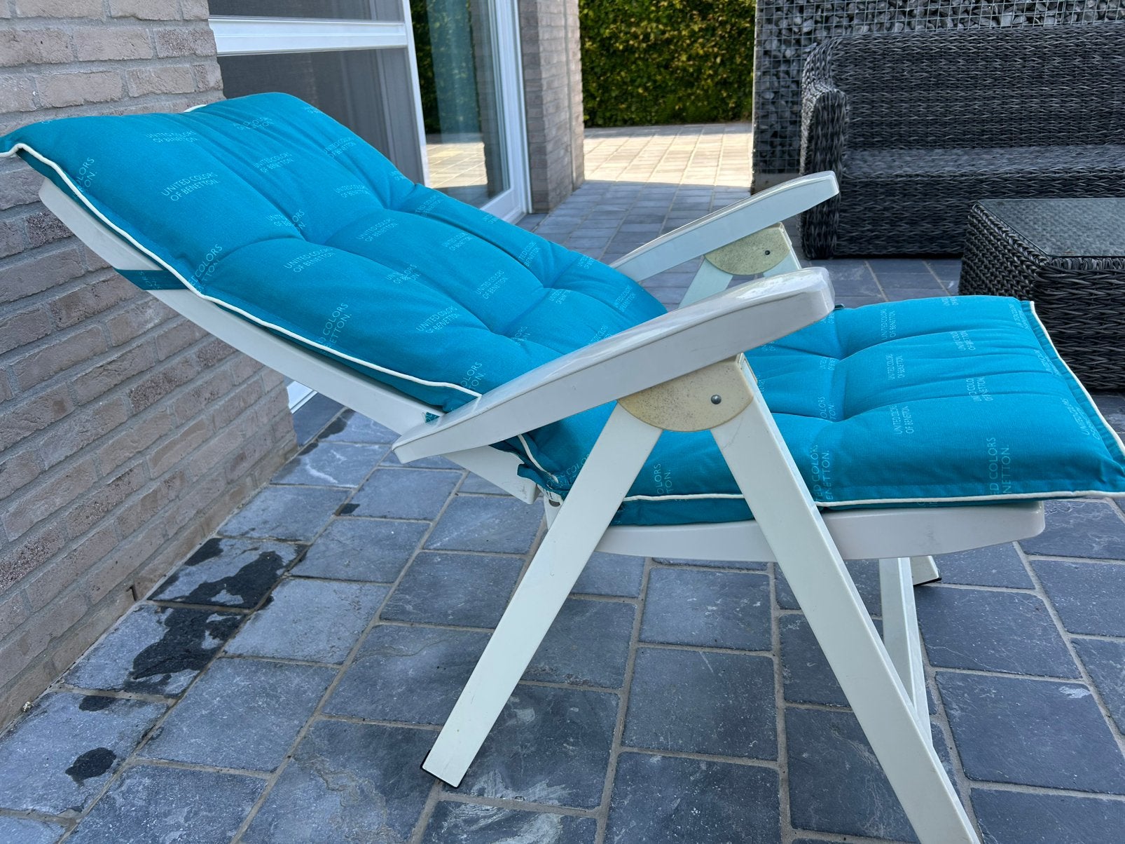 Tuinstoel, tuinzetel, Jardin met Benetton kussens 4 stuks, Ophalen, Zo goed als nieuw