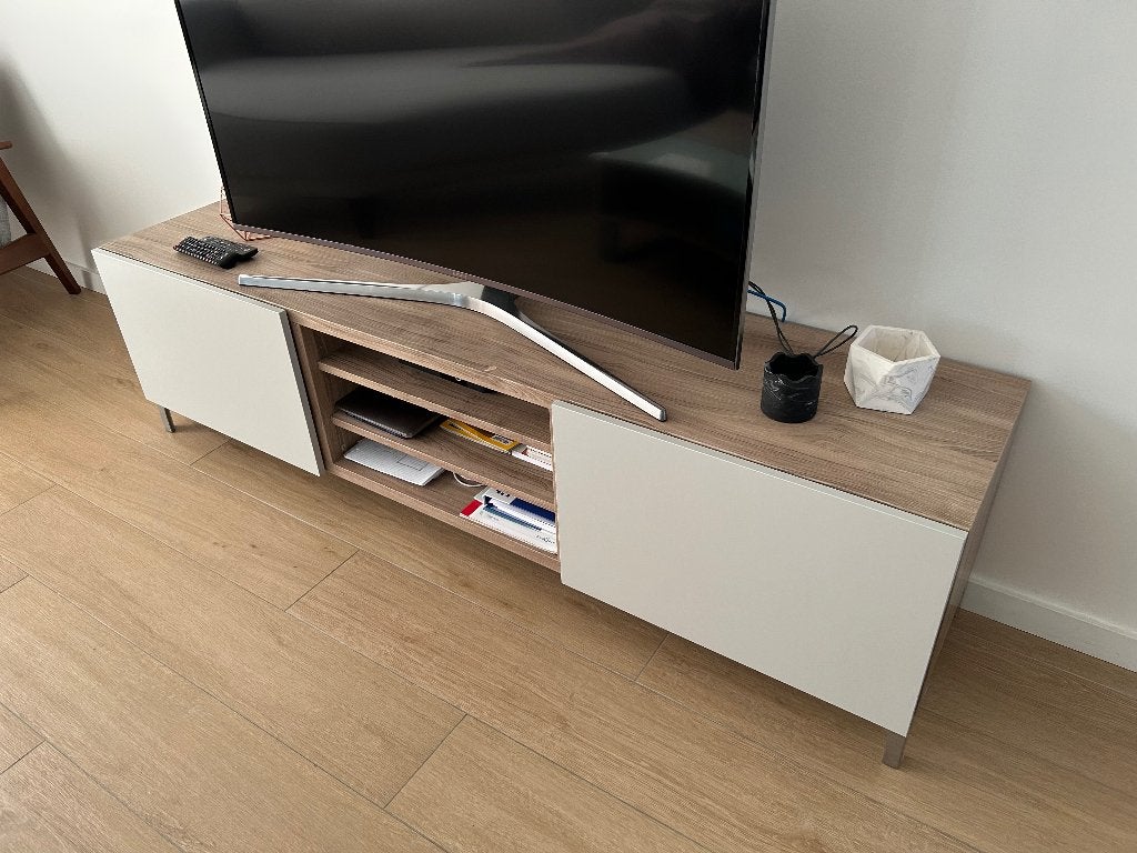 TV meubel IKEA - grijze deuren (180x40cm), Ophalen, Gebruikt, 150 tot 200 cm, Minder dan 100 cm