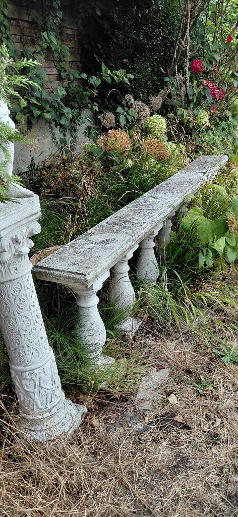 Decoratieve ballustrade voor tuin in wit steen, 2 meter, Tuin en Terras, Bloembakken en Plantenbakken, Ophalen, Steen, Gebruikt