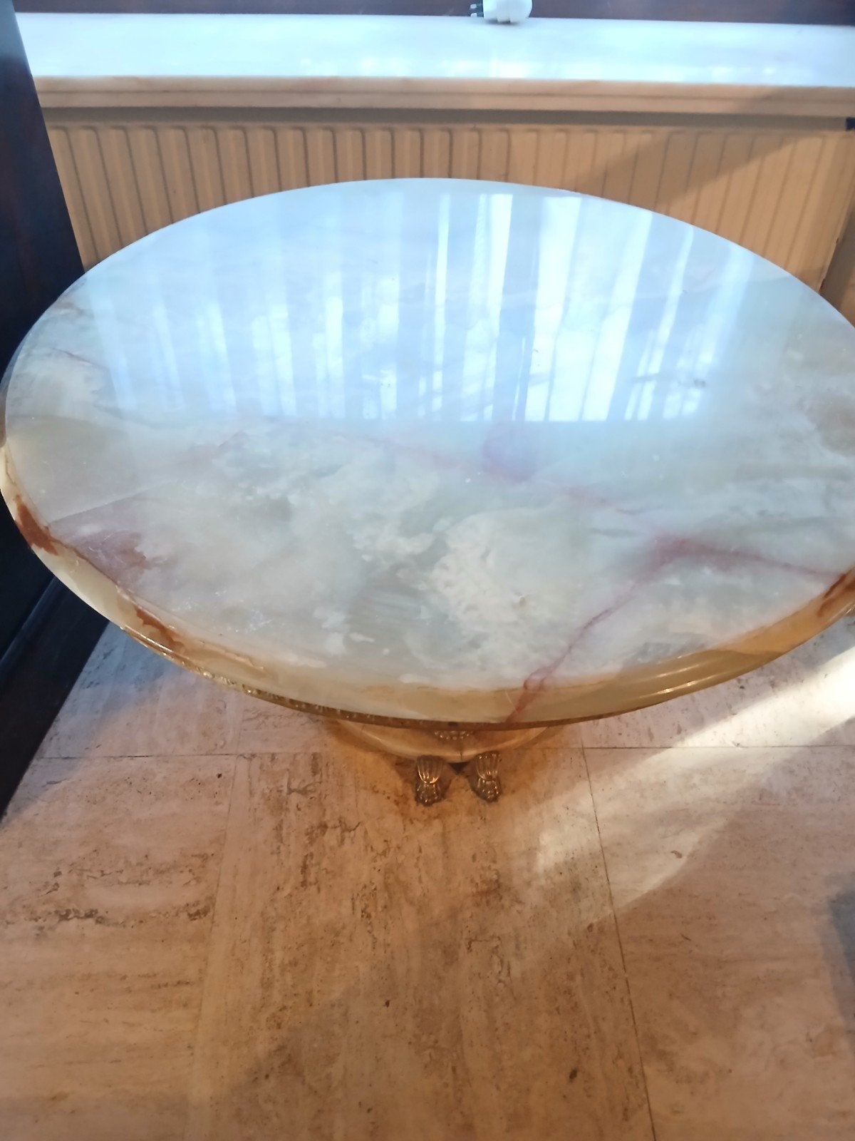 Prachtige Vintage Hollywood Regency Salontafel – Onyx Marmer, Ophalen